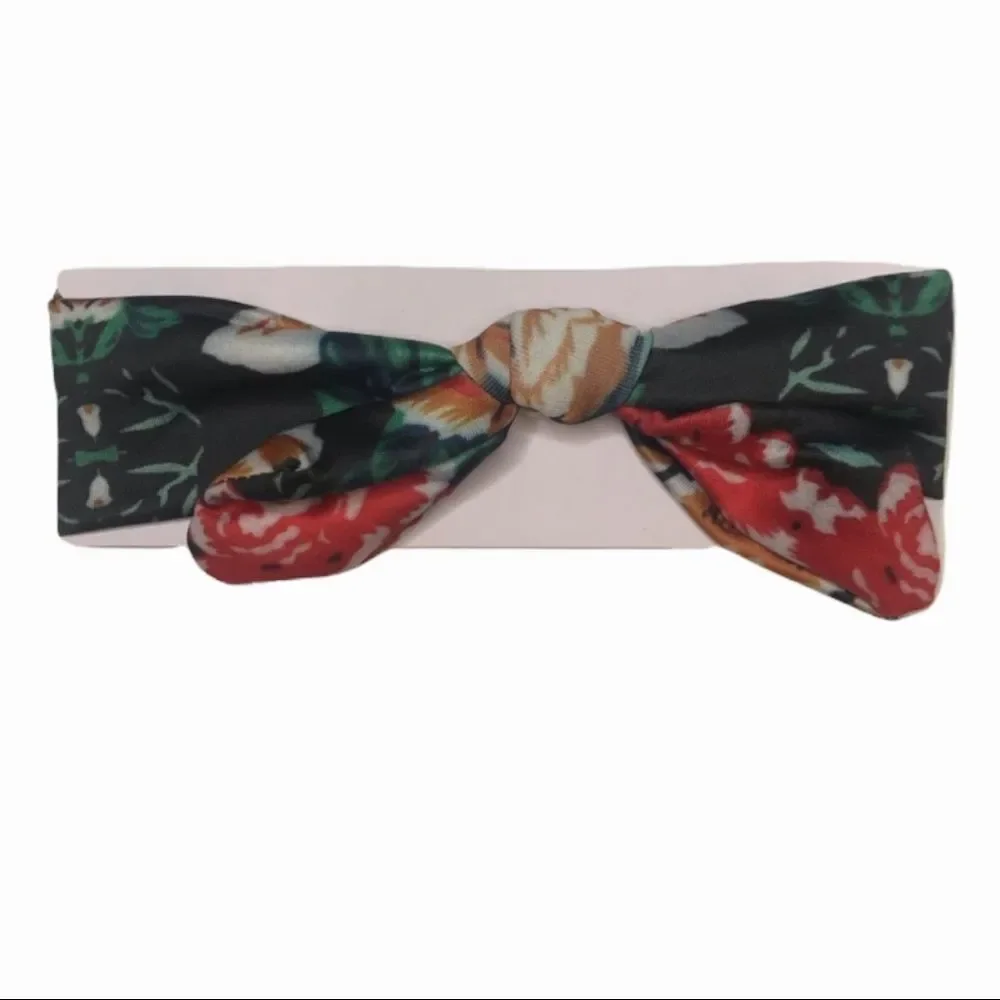BABY Girls Tie Knot Black Floral Print Headband